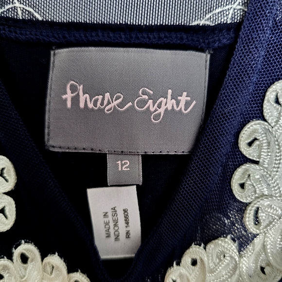 Nwot Phase Eight Black Mesh Ivory  Lace 3/4 Sleeve Special Occassion Dress - Picture 3 of 16